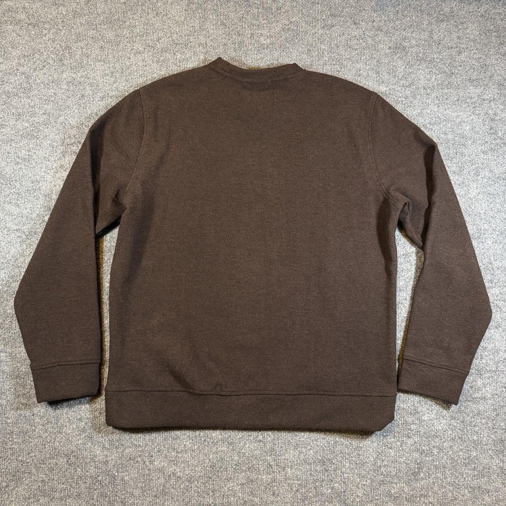 Jachs‎ New York Men's Crew Neck Long Sleeve Brown Fleece Thick Sweater Large NWT - Picture 2 of 10